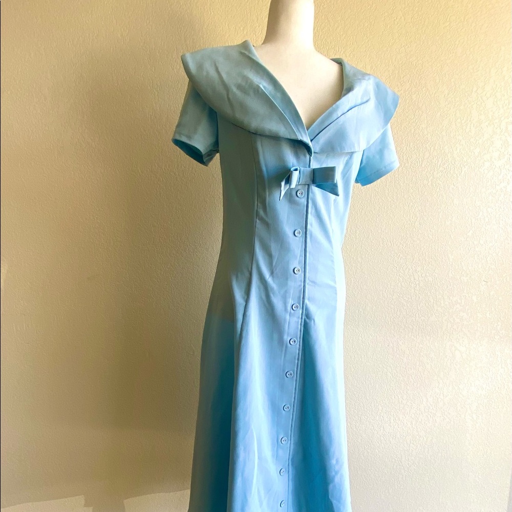 Tatyana Robins Egg Blue Midi A-Line dress